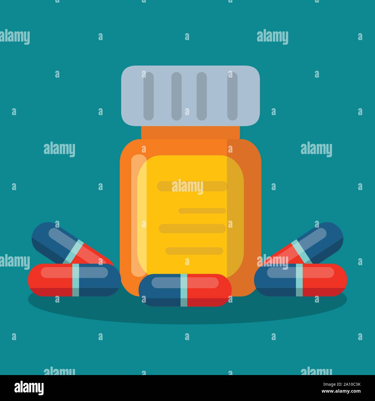 capsules with pill bottles vector illustration Stock Vector