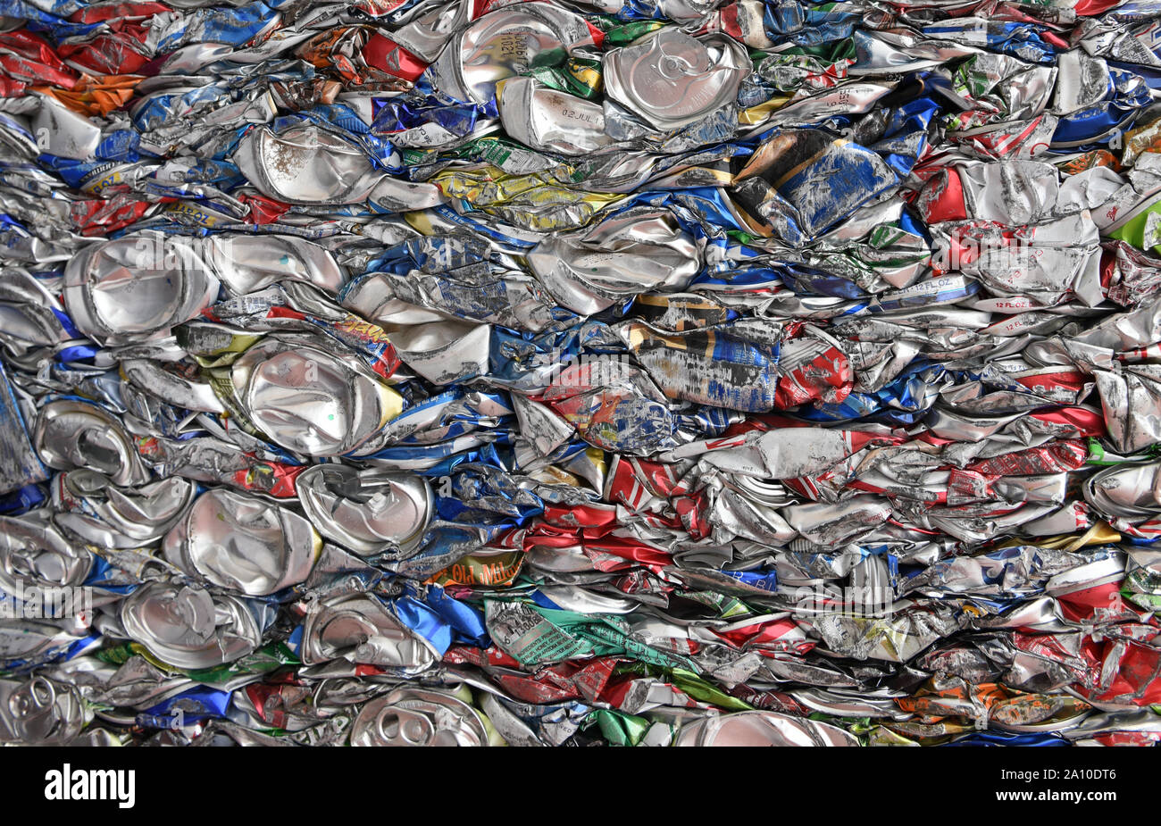 Smashed, crushed, compressed aluminum beverage cans, scrap metal