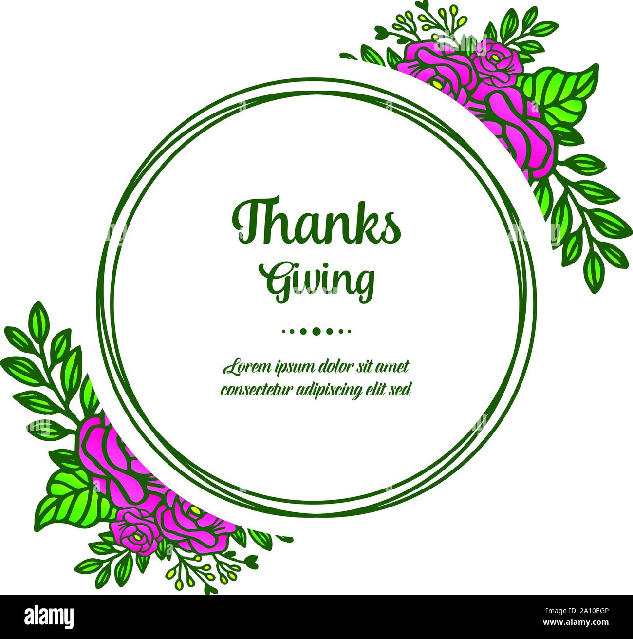 Card collection thanksgiving, with shape cirlcle of rose flower frame ...