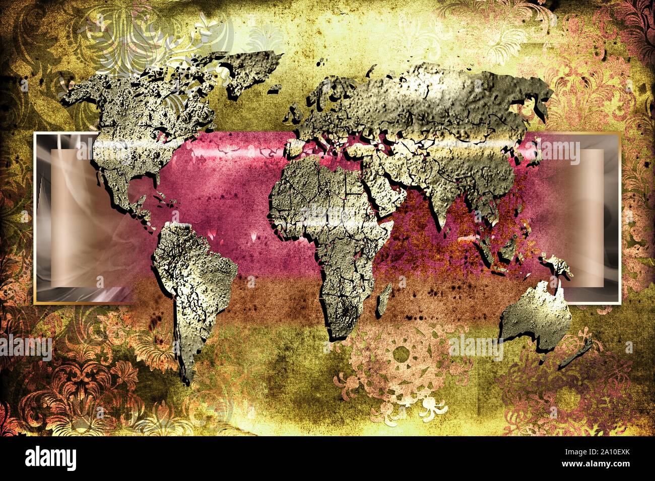 World map paint design art illustration Stock Photo - Alamy