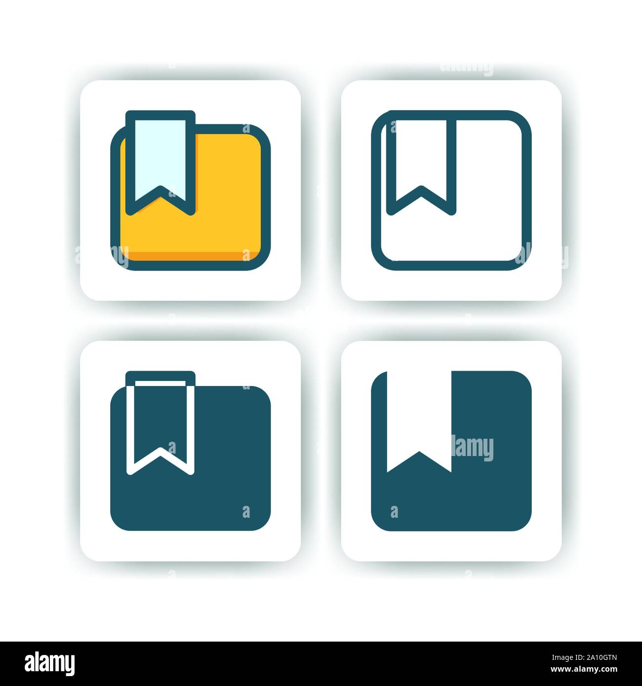 bookmark icon for mobile, web, and presentation with flat color vector illustrator Stock Vector