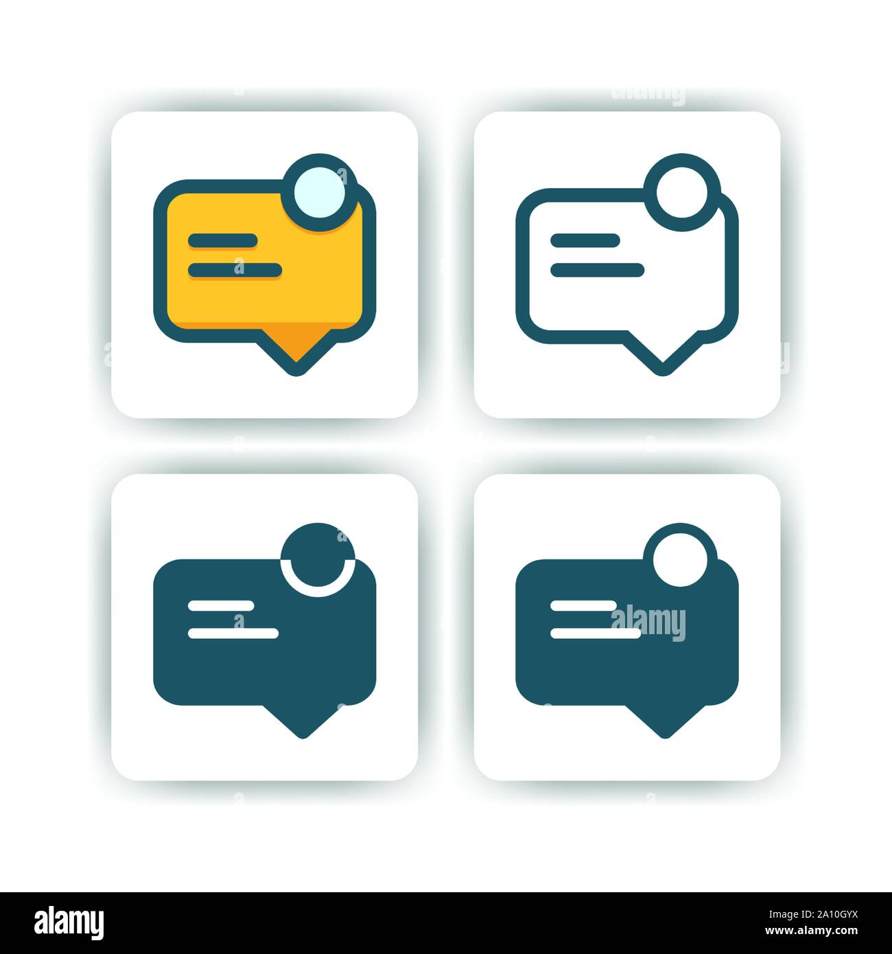 bubble talk icon for mobile, web, and presentation with flat color vector illustrator Stock Vector