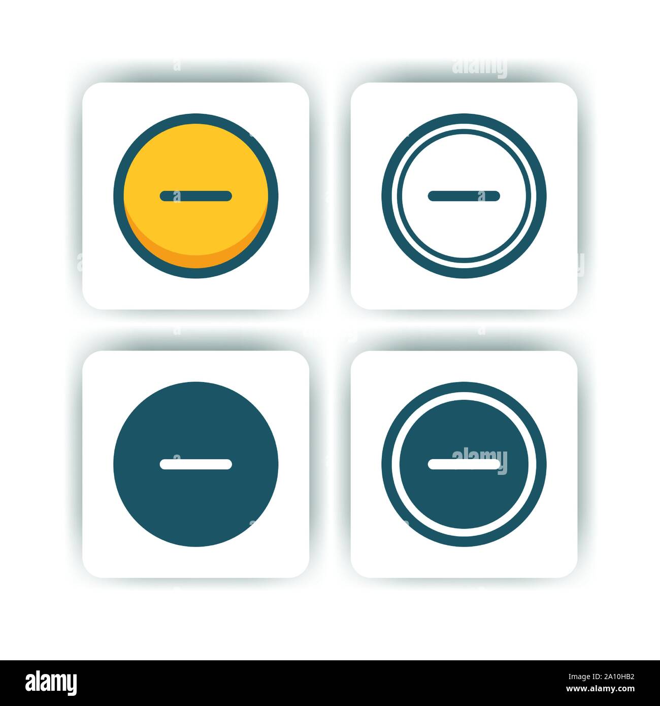 minus button icon for mobile, web, and presentation with flat color vector illustrator Stock Vector