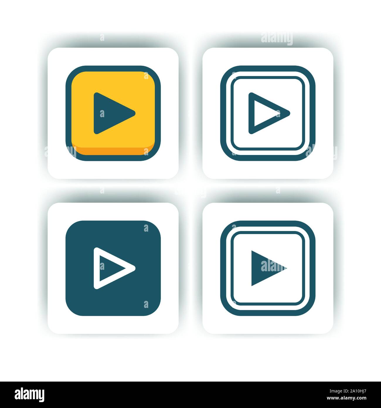 play button icon for mobile, web, and presentation with flat color vector illustrator Stock Vector