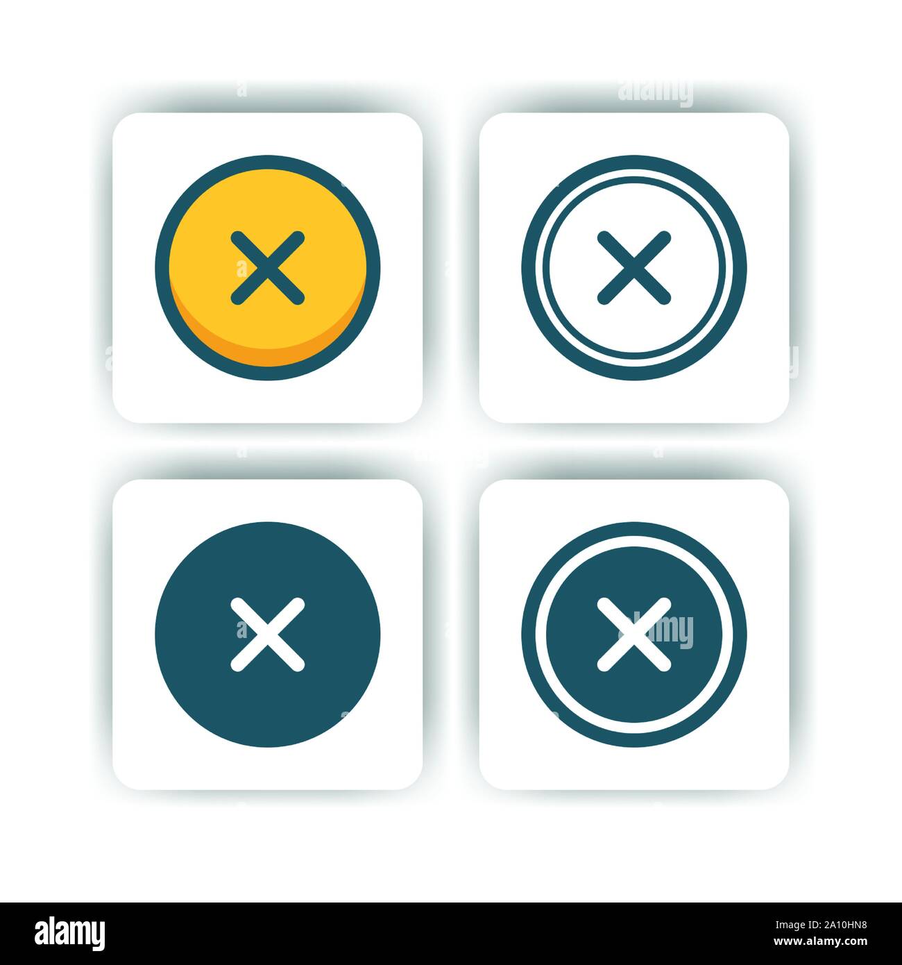 cross button icon for mobile, web, and presentation with flat color vector illustrator Stock Vector