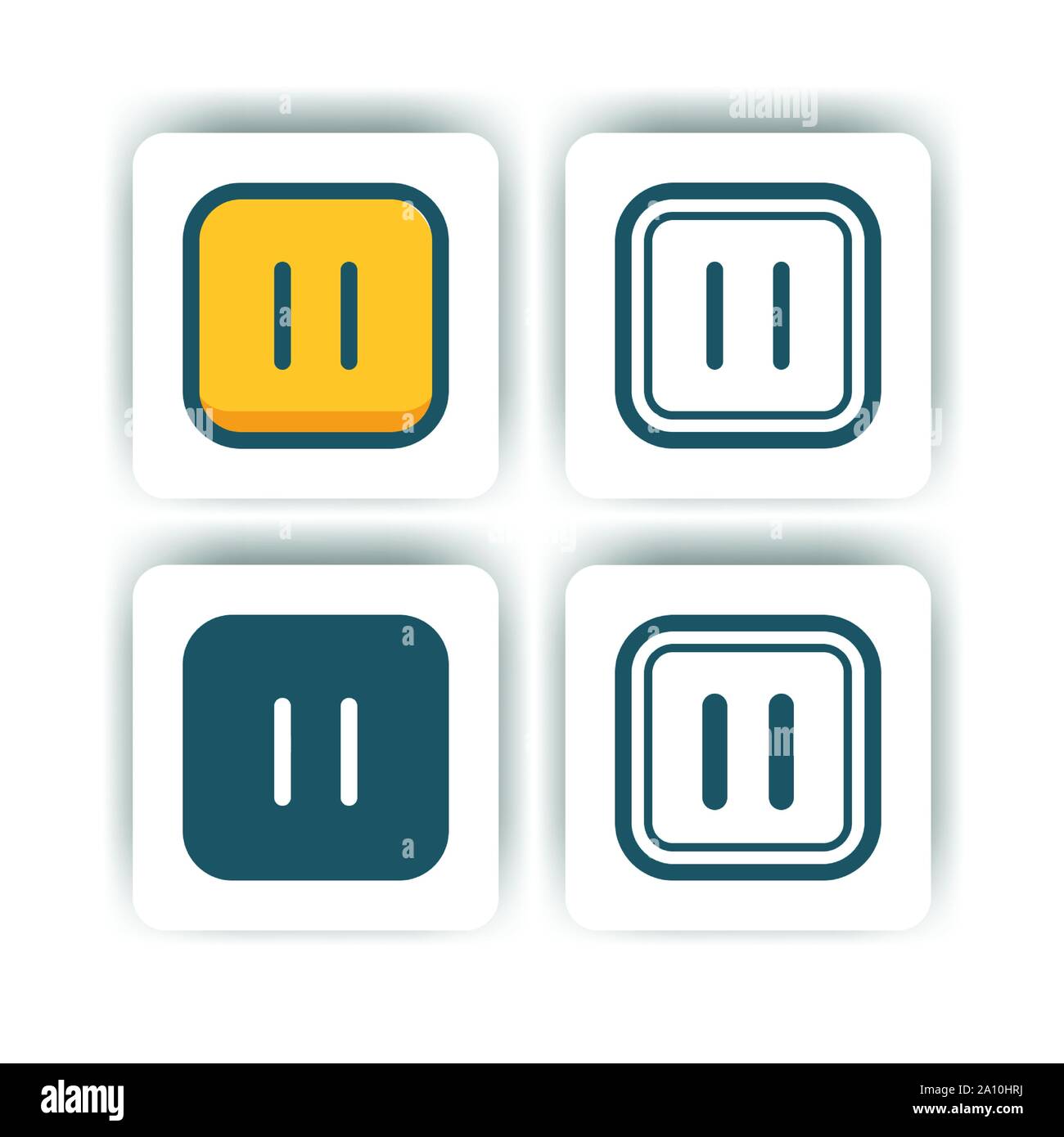 pause button icon for mobile, web, and presentation with flat color vector illustrator Stock Vector