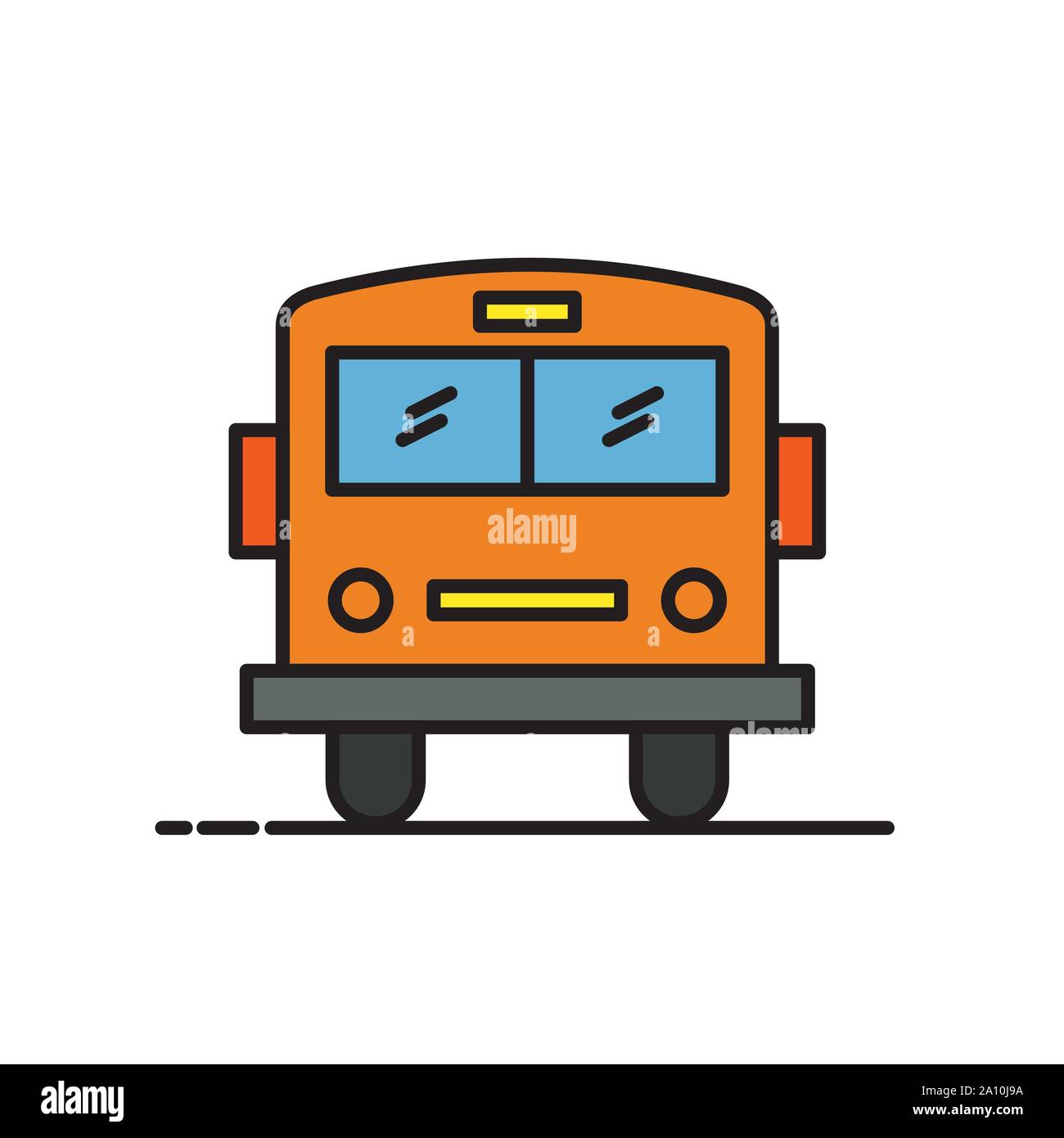 School bus thin line icon isolated on white. EPS10 Stock Vector
