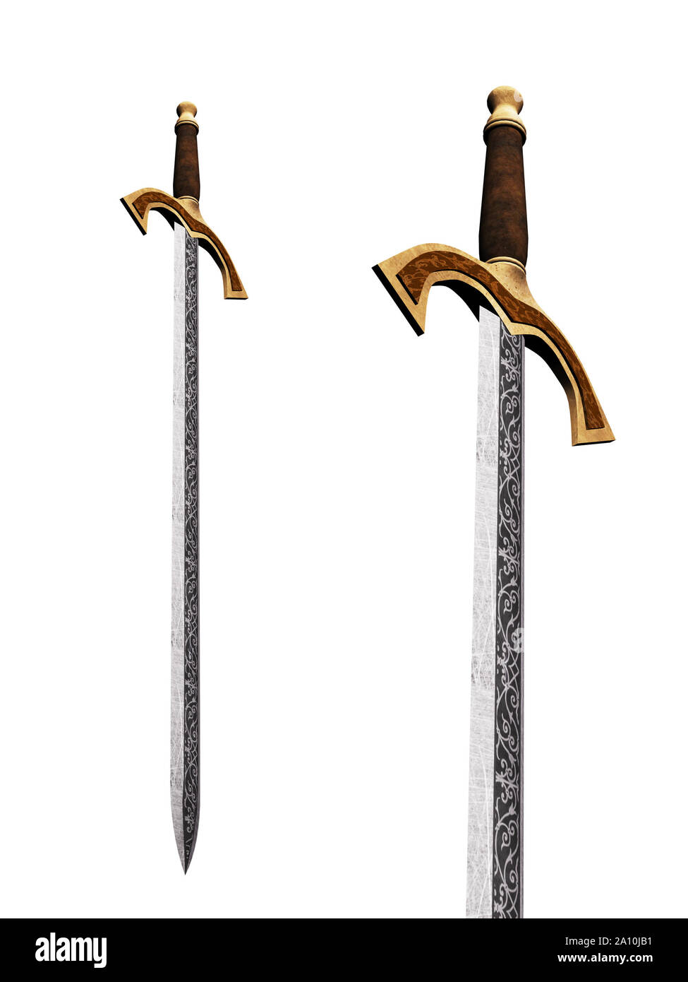 Medieval weapon, 3d iron sword digitally rendered illustration Stock
