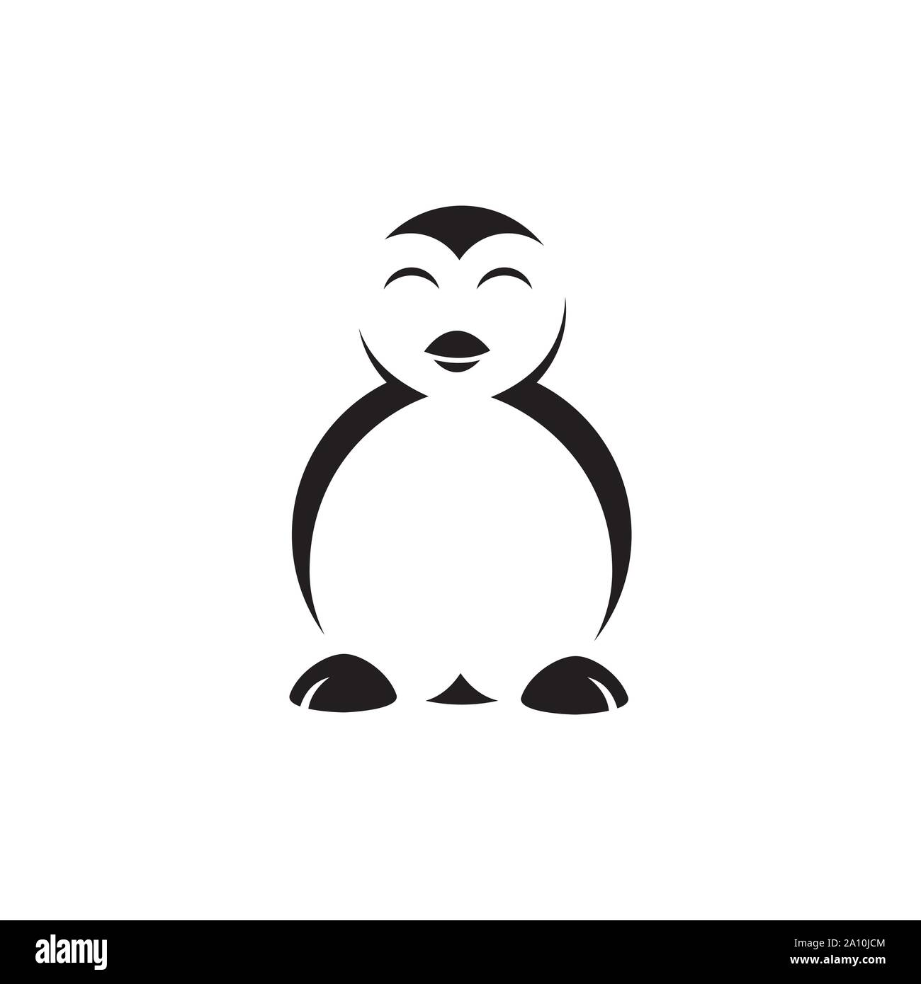 Simple black and white penguin logo design vector symbol illustration. Stock Vector