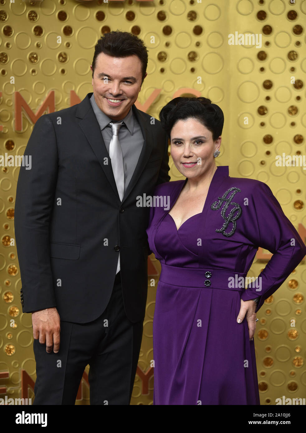 Los Angeles, United States. 22nd Sep, 2019. Seth MacFarlane (L) and Alex Borstein arrive for the 71st annual Primetime Emmy Awards held at the Microsoft Theater in downtown Los Angeles on Sunday, September 22, 2019. Photo by Christine Chew/UPI Credit: UPI/Alamy Live News Stock Photo