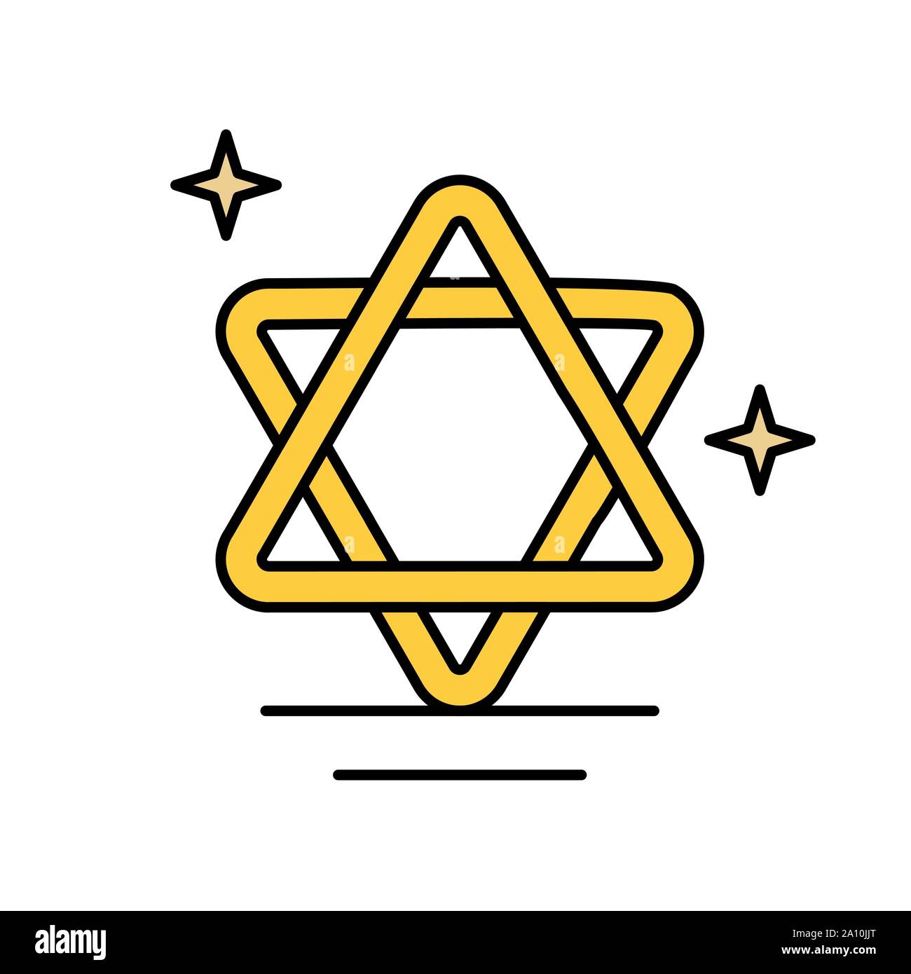 Star of David from Judaism glyph icon isolated on white. EPS10 Stock Vector