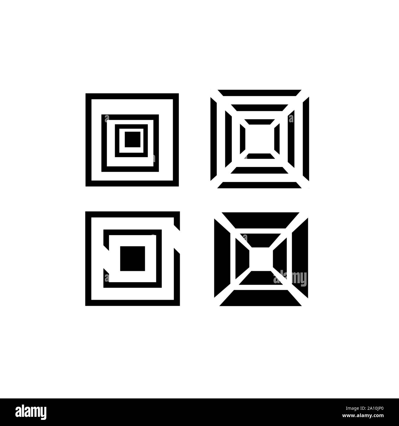 abstract geometric shape stacked square shape logo design element Stock