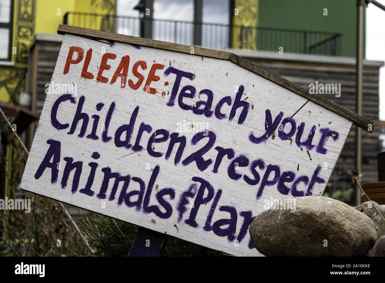 Respect animals and plants, education for children, warning Stock Photo