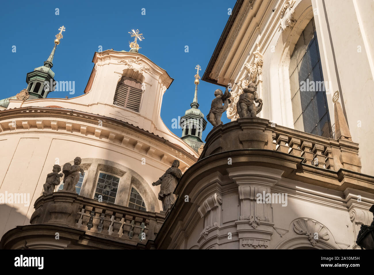 The baroque architecture exterior of Wallachian Chapel of the Assumption (Vlašská Chapel), Karlova Street, Old Town, Prague, Czech Republic. Stock Photo
