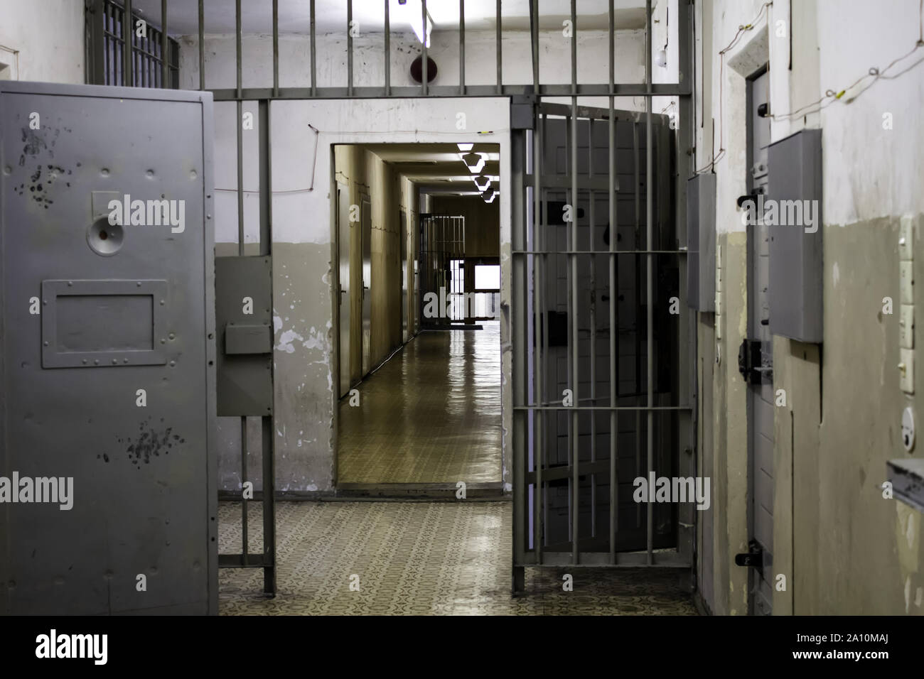 Penitentiary jail with cells, deprivation of liberty, arrests Stock Photo