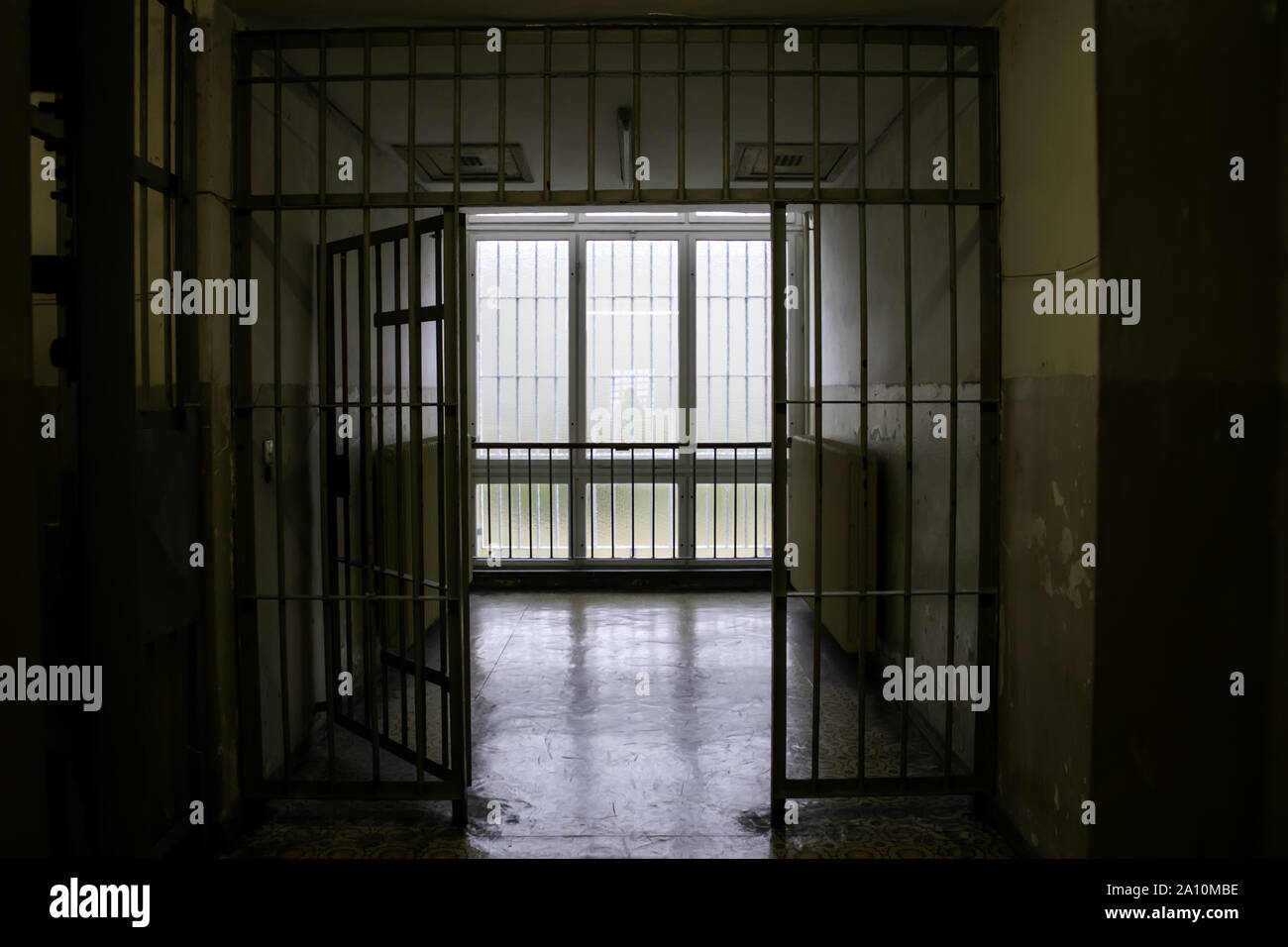 Penitentiary jail with cells, deprivation of liberty, arrests Stock Photo