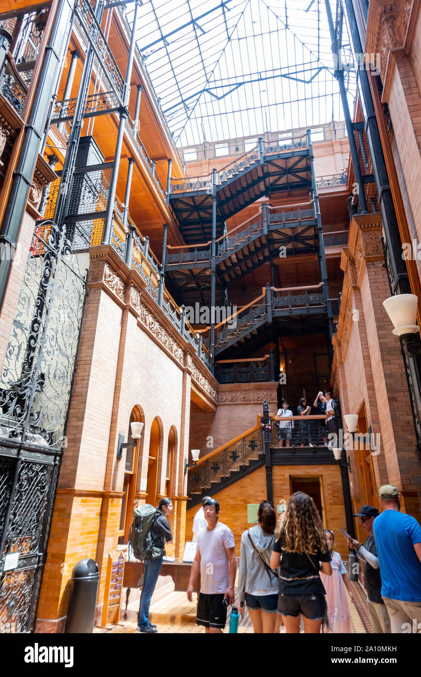 Los Angeles, AUG 10: Interior view of the Bradbury Building on AUG 10 ...