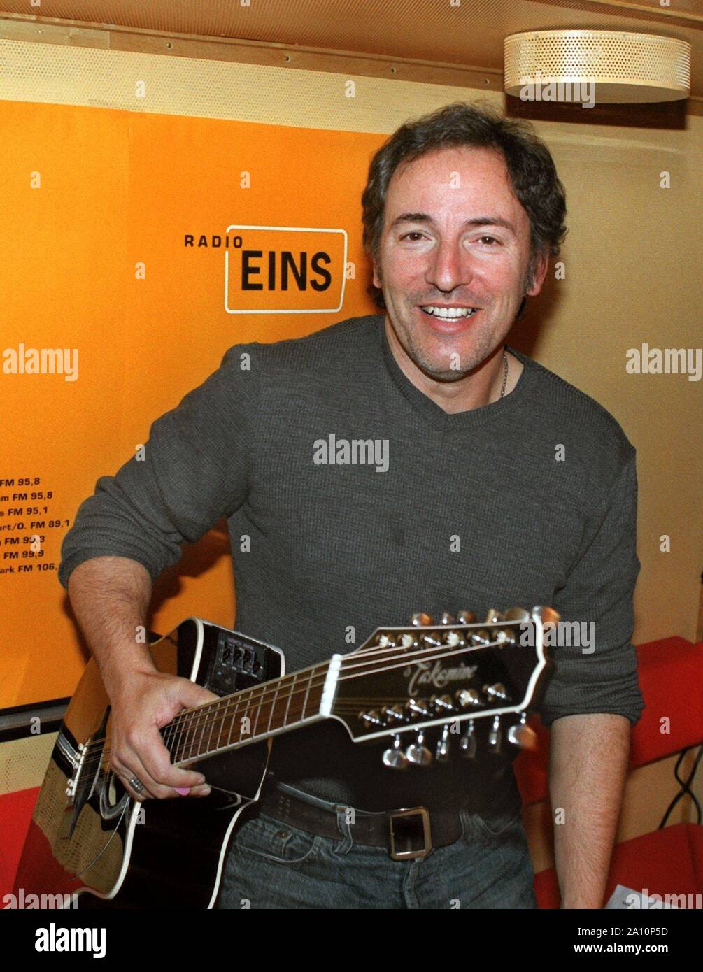 US rock legend Bruce Springsteen made a short side trip to Berlin on  December 7, 1998 during his promotional tour of several European countries  and gives an interview to a radio station.