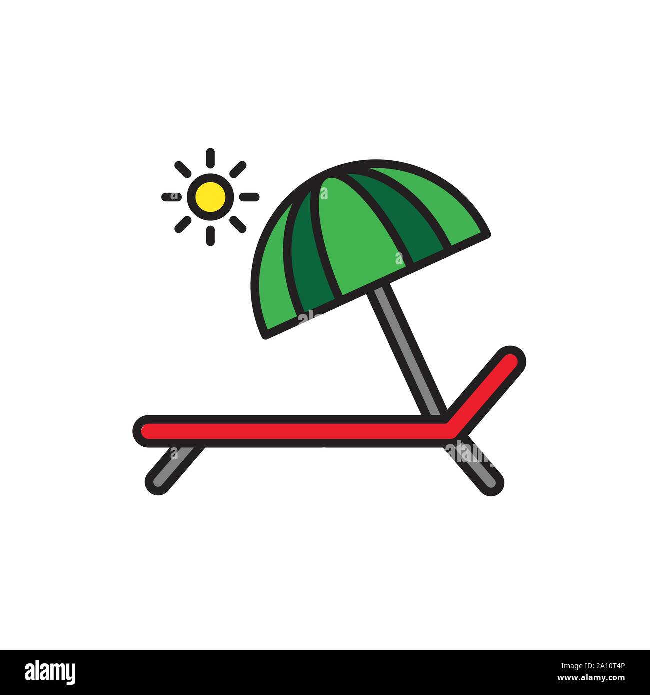 Beach bed glyph icon isolated on white. EPS10  Stock Vector