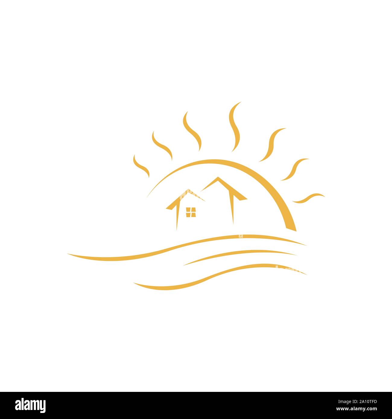 tropical summer beach house logo design template Vector illustration Stock Vector