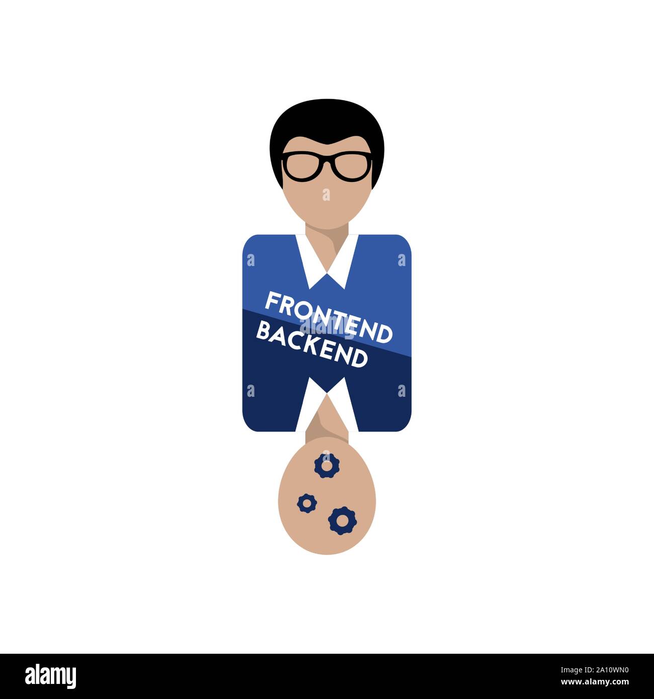 Frontend and backend project. Flat icon programmer. Vector illustration ...