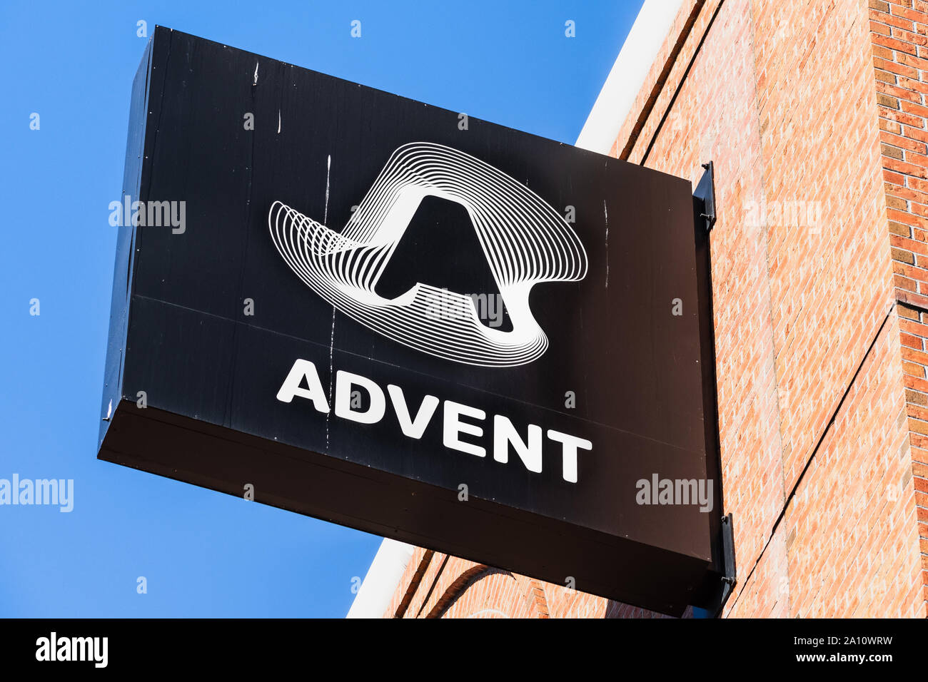 Sep 20, 2019 San Francisco / CA / USA - SS&C Advent, formerly known as Advent Software sign (subsidiary of  SS&C Technologies) at their HQ; SS&C Adven Stock Photo