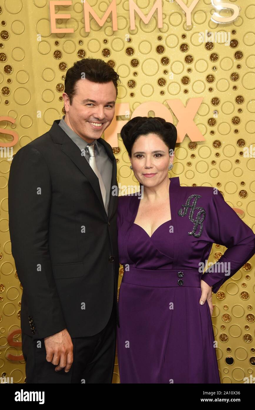 Los Angeles, CA. 22nd Sep, 2019. Seth MacFarlane, Alex Borstein at arrivals for 71st Primetime Emmy Awards - Arrivals 5, Microsoft Theater, Los Angeles, CA September 22, 2019. Credit: Priscilla Grant/Everett Collection/Alamy Live News Stock Photo