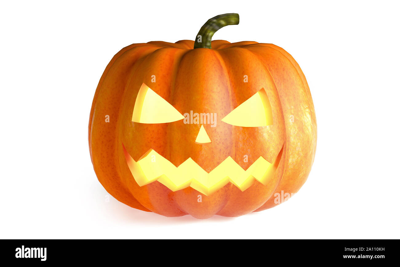 Halloween Pumpkin isolated on white background. 3D Rendering illustration. Stock Photo