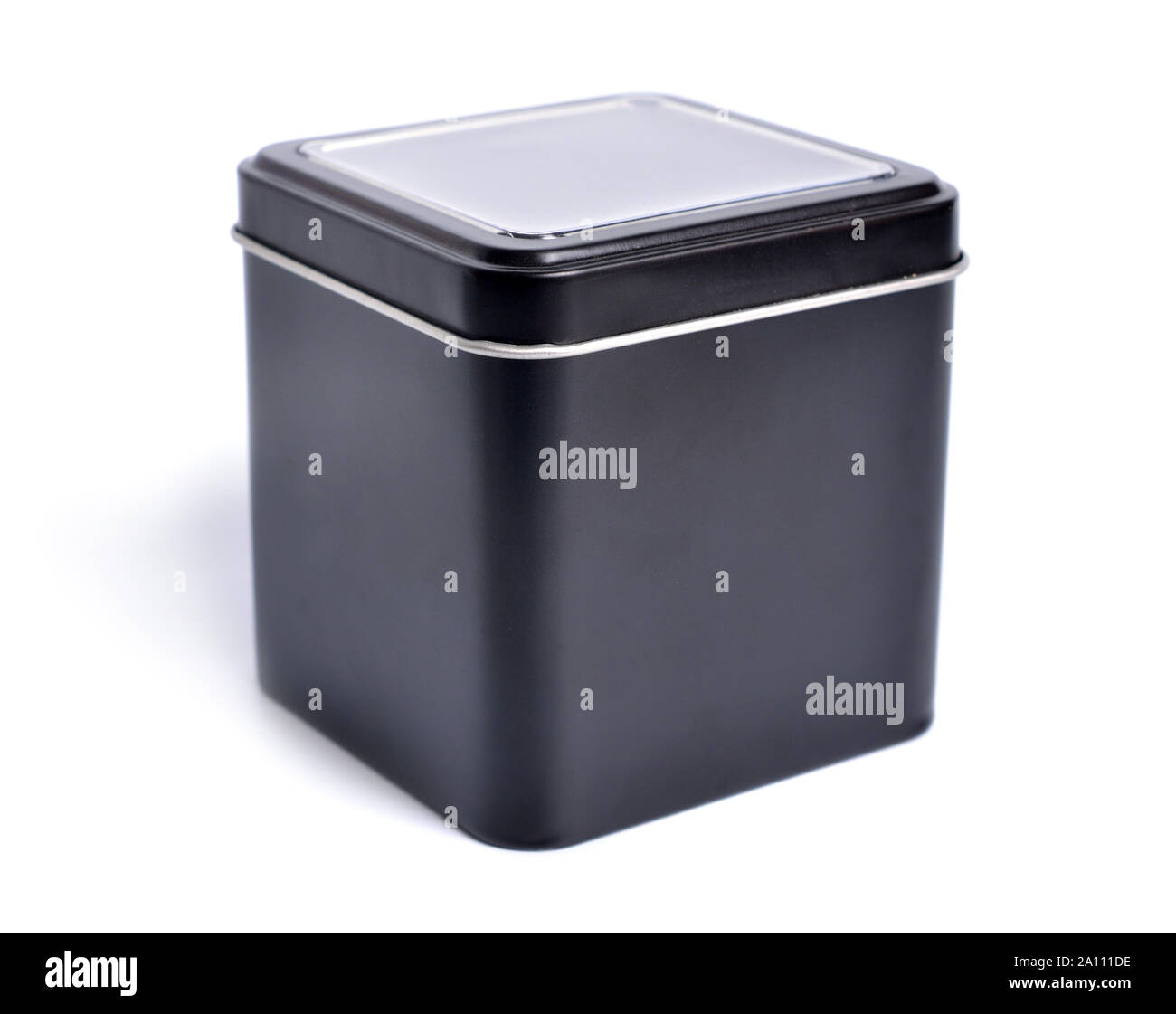 Black metal box with a transparent lid isolated on white Stock Photo