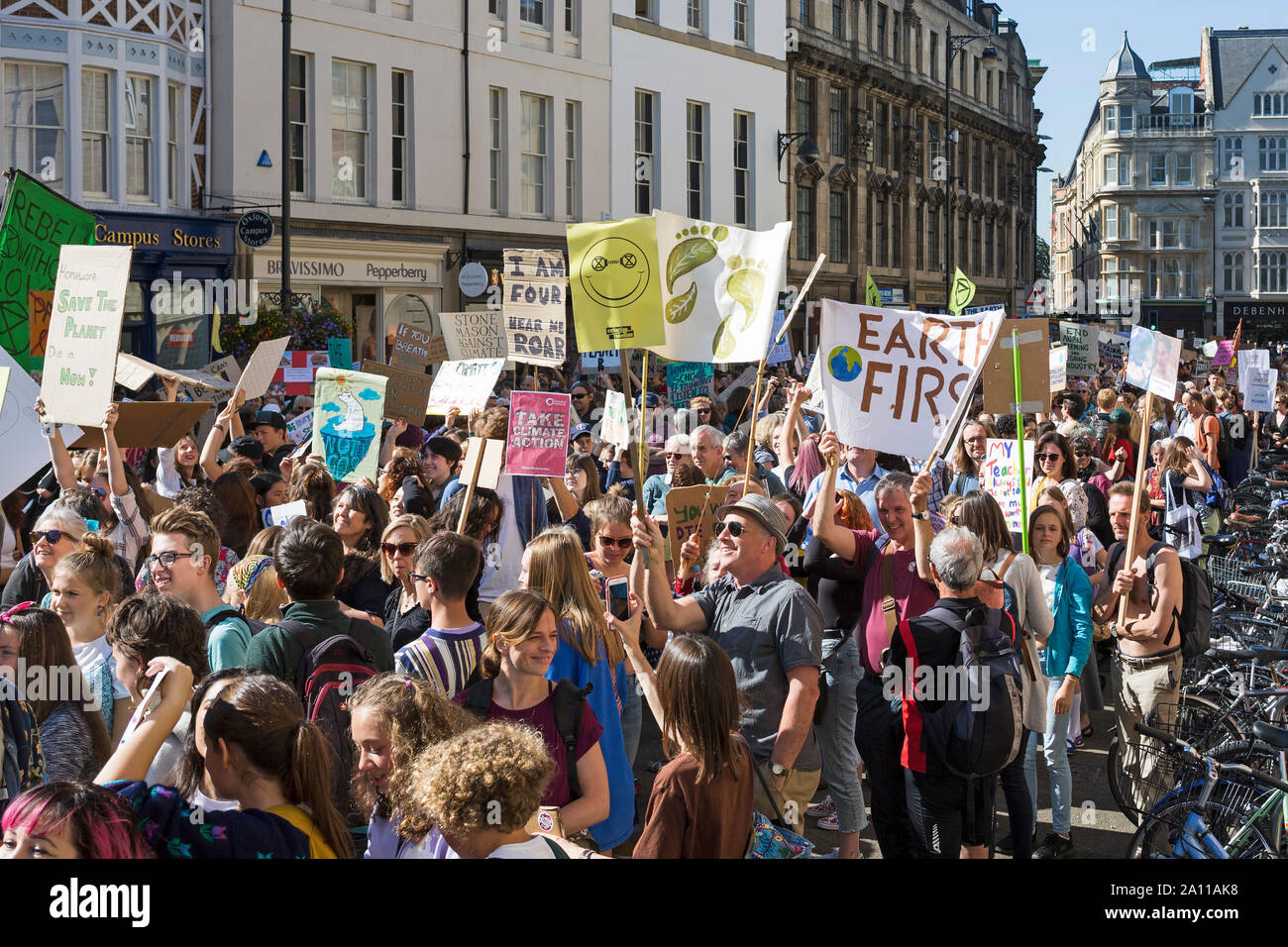 Global climate strike, protest for climate change action, Oxford, England, UK, Friday 20 September 2019 Stock Photo