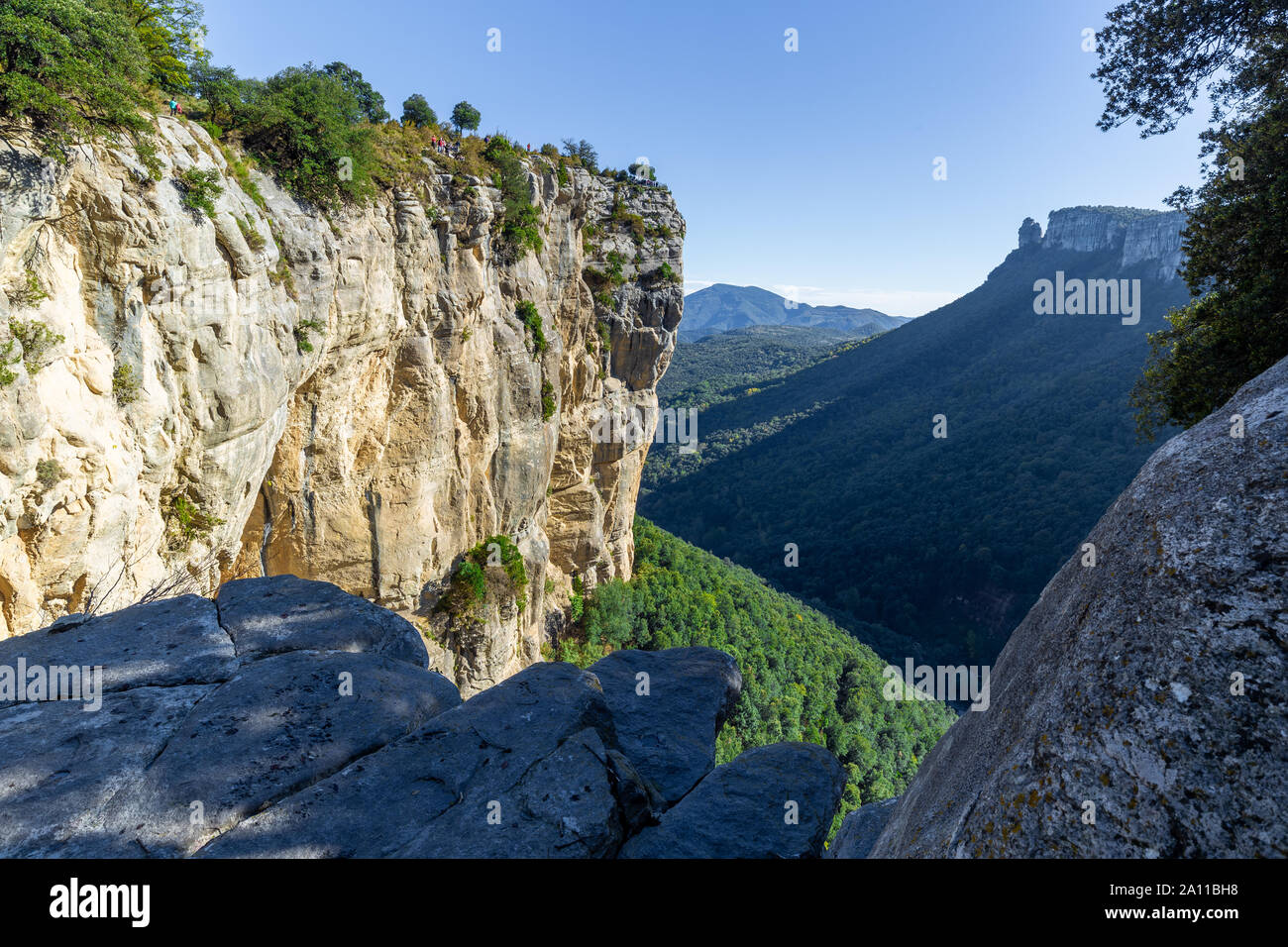 Beautiful spanish mountain landscape near the small village Rupit in Catalonia, park national Stock Photo