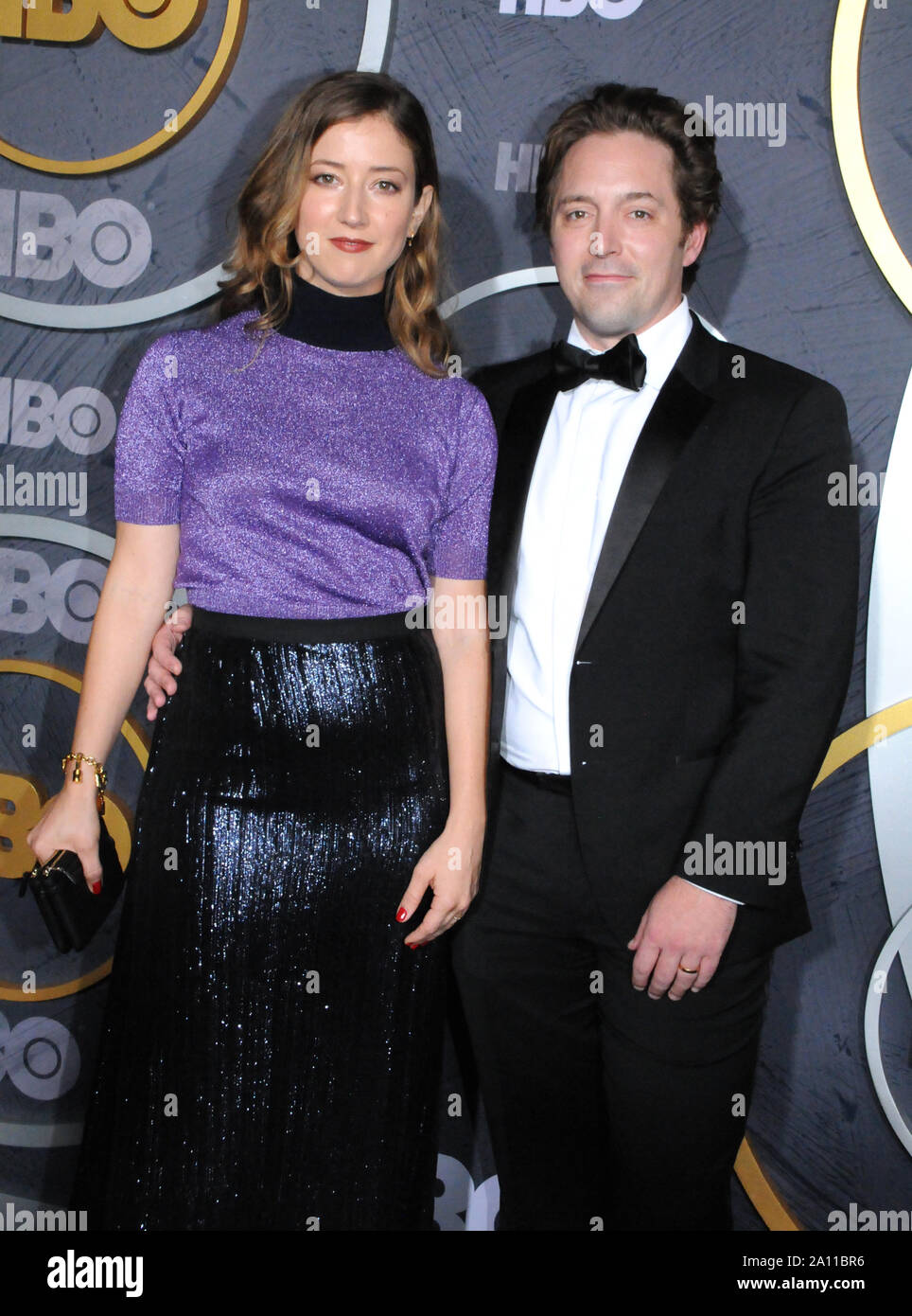 West Hollywood, California, USA 22nd September 2019 Actress Jessy Hodges and husband actor Beck Bennett attend HBO's Post Emmy Award Reception following 71st Primetime Emmy Awards on September 22, 2019 at The Plaza at the Pacific Design Center in West Hollywood, California, USA. Photo by Barry King/Alamy Live News Stock Photo