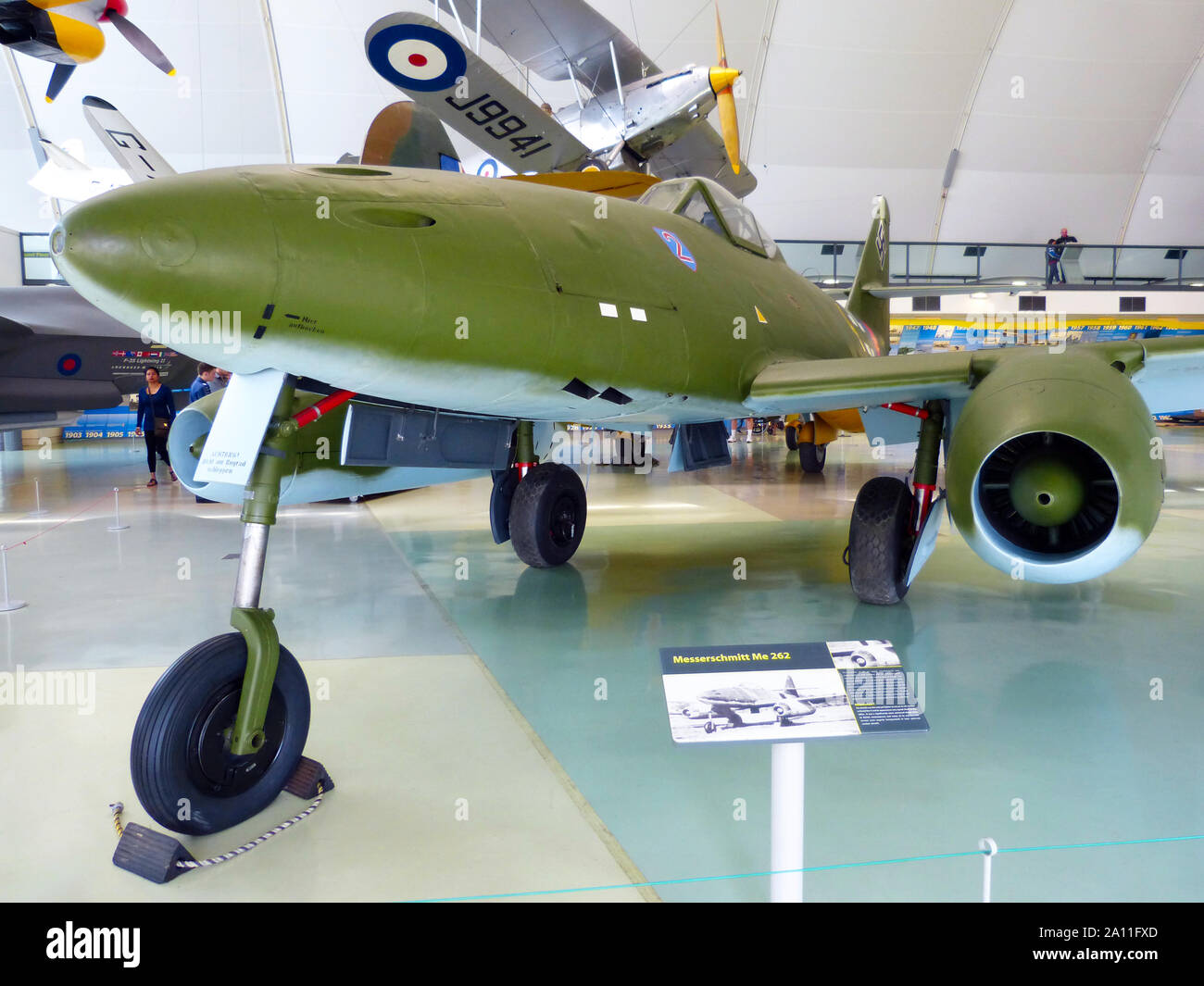 Royal Air Force (RAF) Museum / Hendon, London, UK - June 29, 2014: Real historic aircraft from all over the world on display: Messerschmitt Me 262 Stock Photo