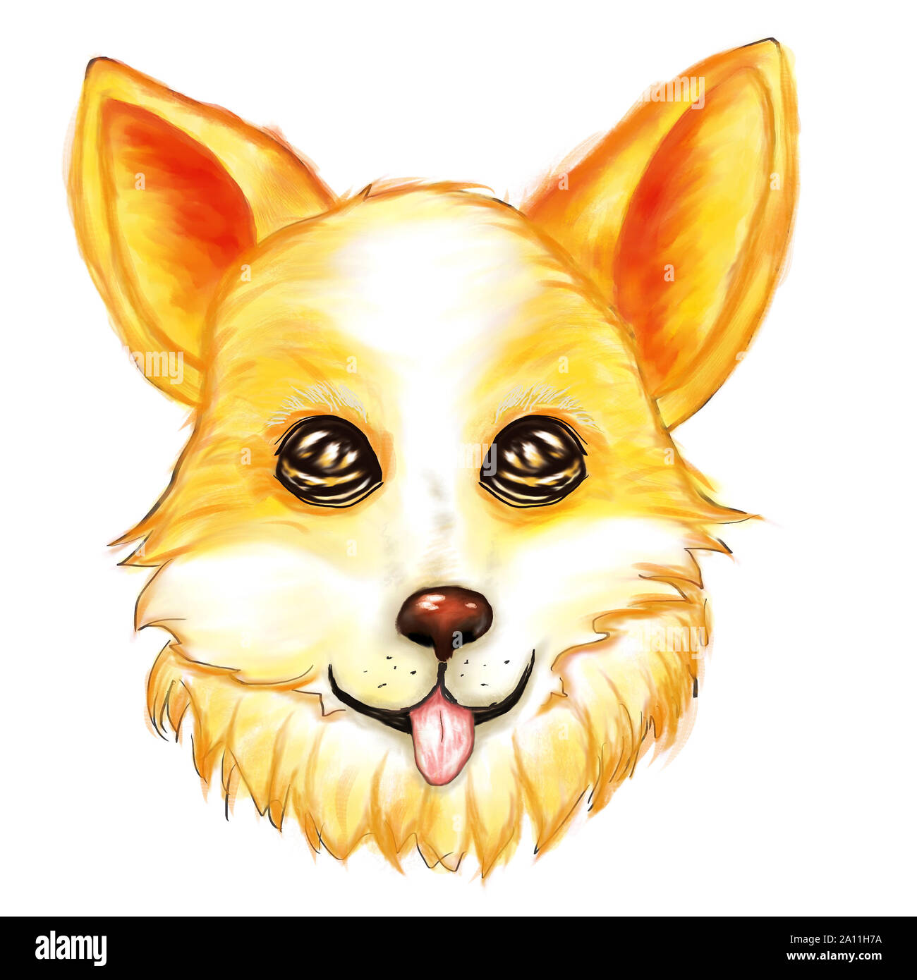 Digitally created portrait of a cute corgi illustration Stock Photo - Alamy