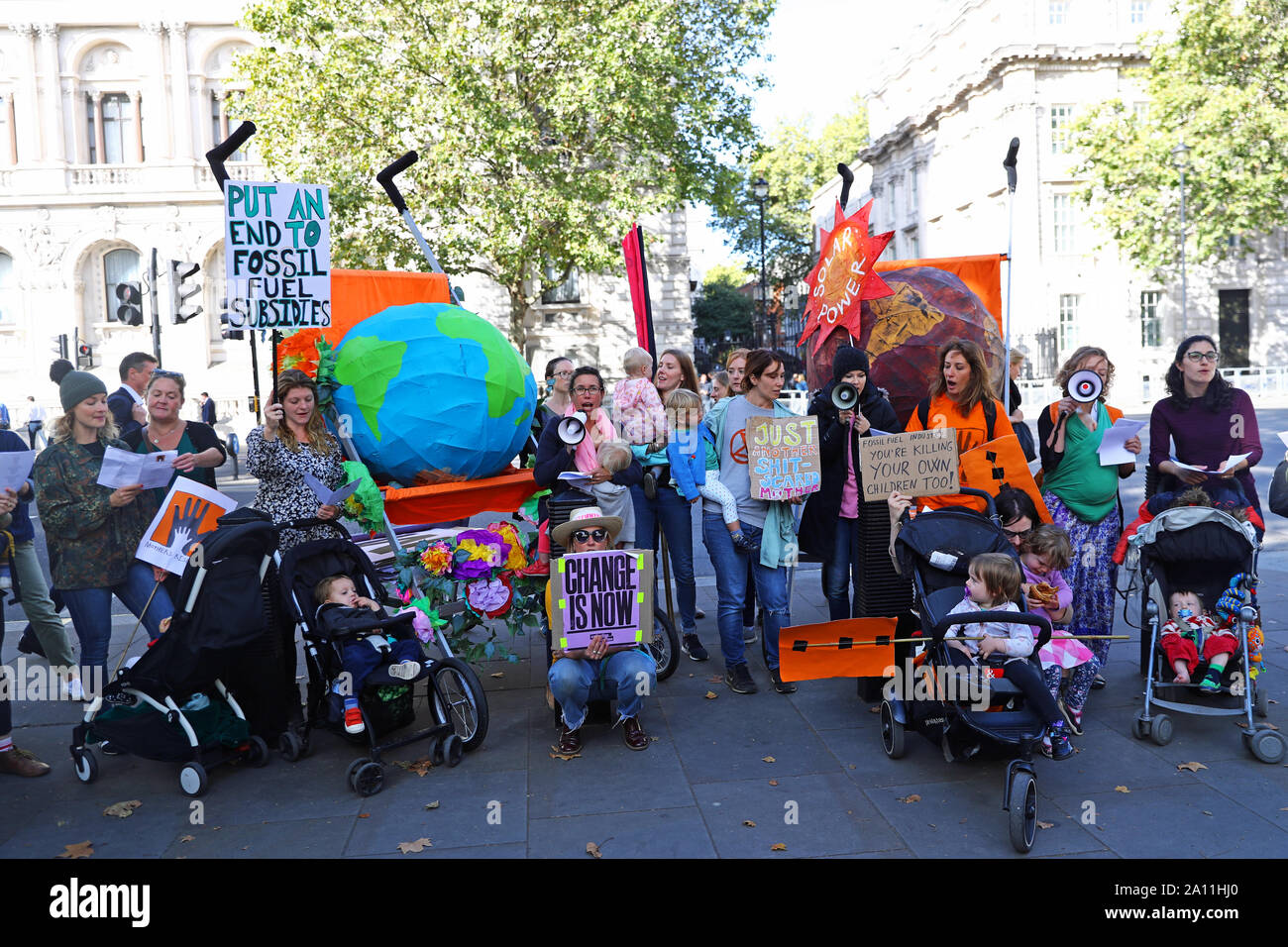 Mothers With Their Children In Pushchairs During A Protest Organised By Mothers Rise Up At Downing Street London Ahead Of The Un Climate Action Summit Stock Photo Alamy