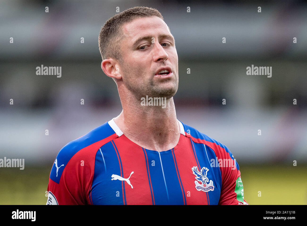 LONDON, ENGLAND - SEPTEMBER 22: Gary Cahill of Crystal Palace reaction during the Premier League match between Crystal Palace and Wolverhampton Wanderers at Selhurst Park on September 22, 2019 in London, United Kingdom. (Photo by Sebastian Frej/MB Media) Stock Photo