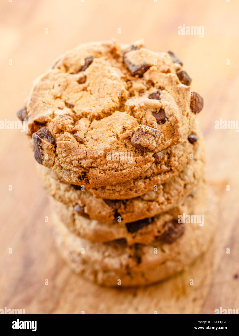 Chocolate chip cookies stack Stock Photo