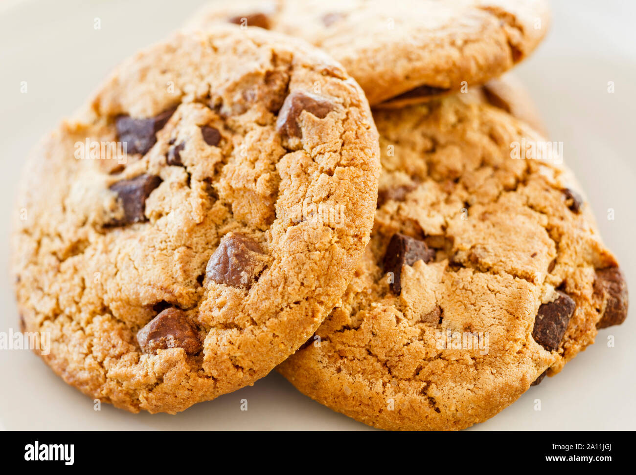 Chocolate chip cookies, close up Stock Photo