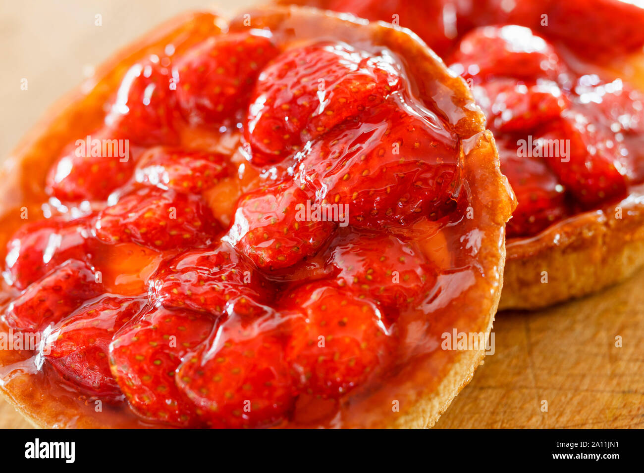 Strawberry tart close up Stock Photo