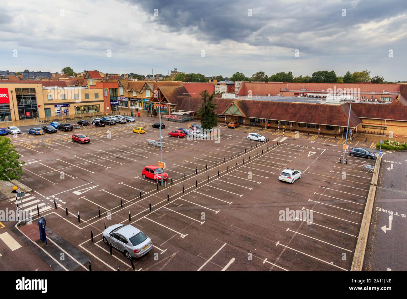huntingdon town centre, multi storey car park timber clad building, cambridgeshire, england, uk