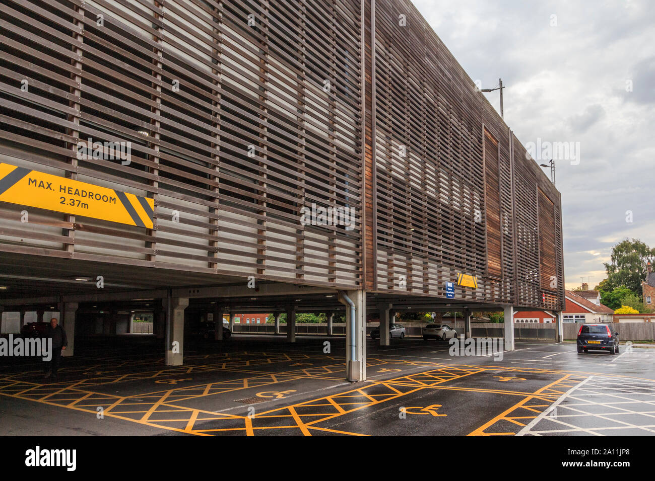 huntingdon town centre, multi storey car park timber clad building, cambridgeshire, england, uk