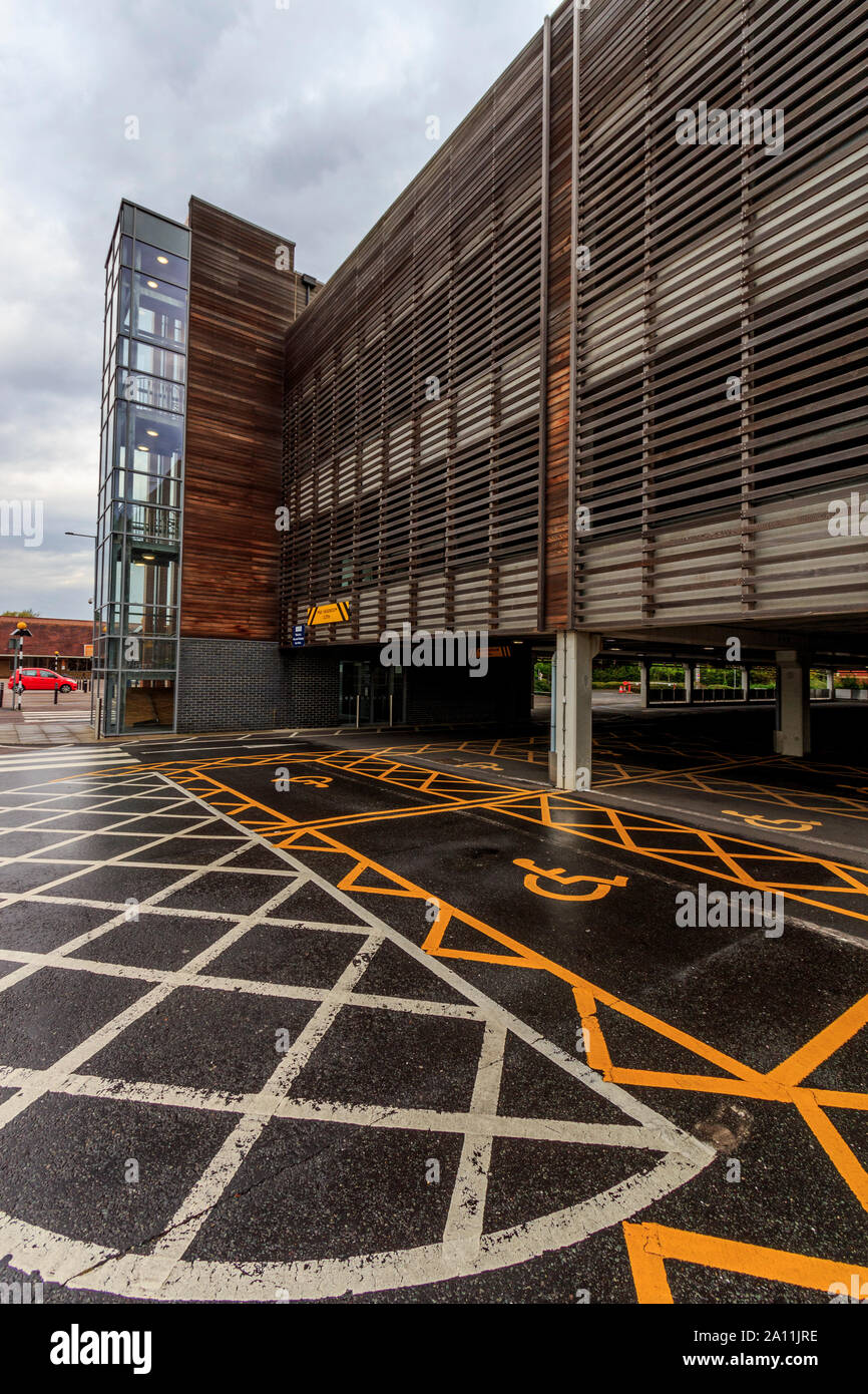 huntingdon town centre, multi storey car park timber clad building