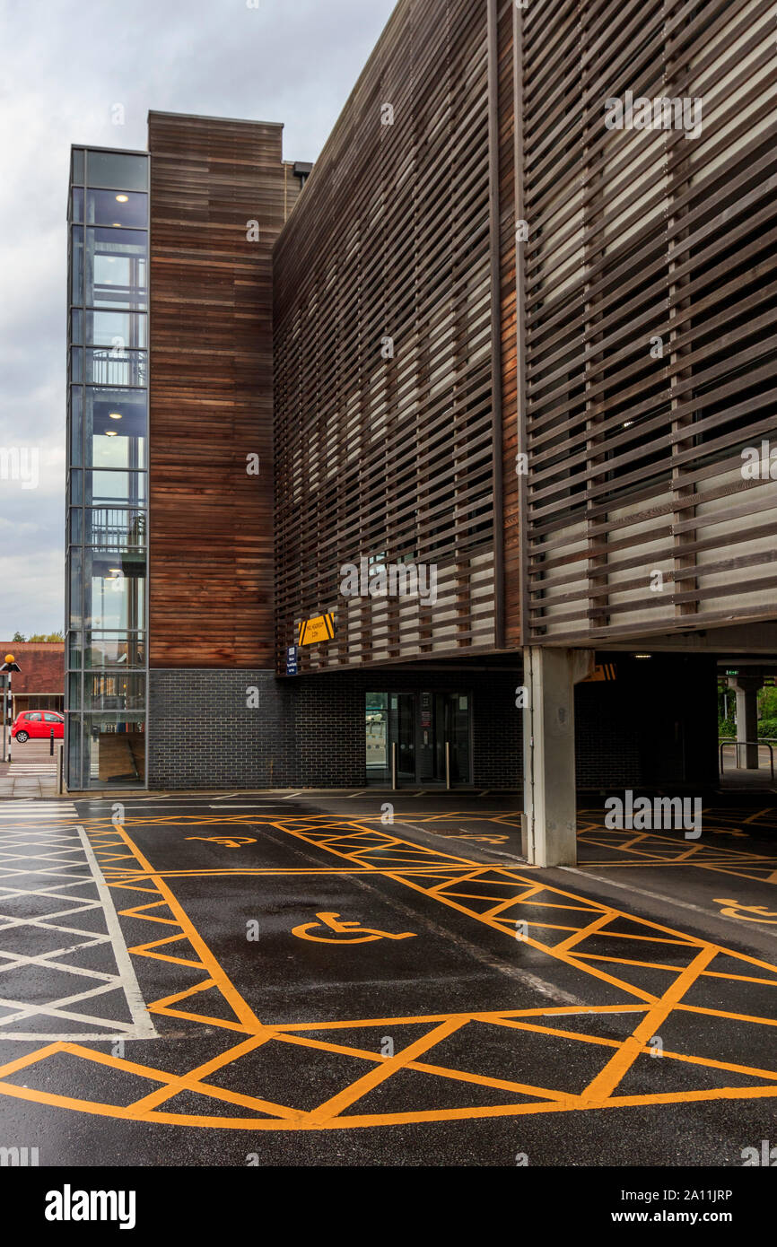 huntingdon town centre, multi storey car park timber clad building