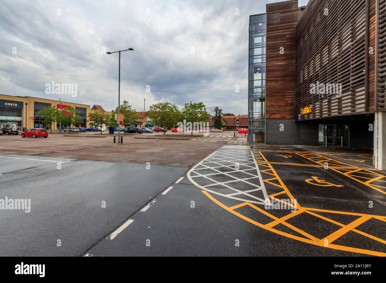 huntingdon town centre, multi storey car park timber clad building, cambridgeshire, england, uk