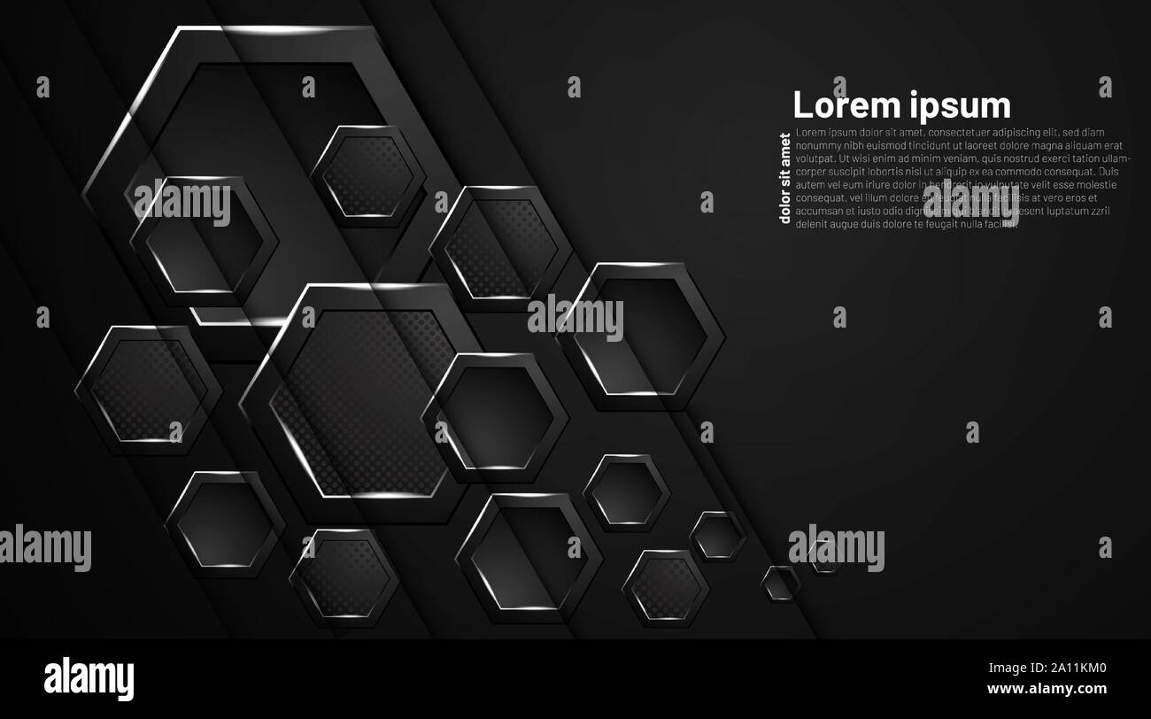 Hexagon abstract background. The concept of futuristic black color ...