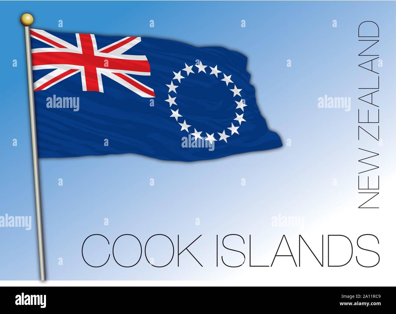 Cook Islands flag, New Zealand, vector illustration Stock Vector