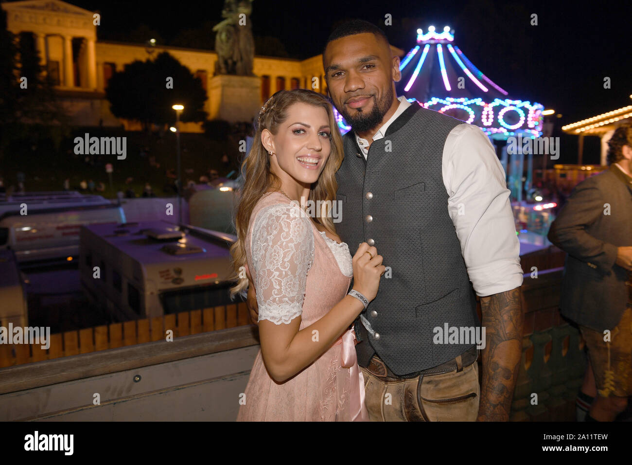Munich Germany 22nd Sep 2019 Oktoberfest 2019 The Playmate Sarah Harrison Former Nowak And Her Husband