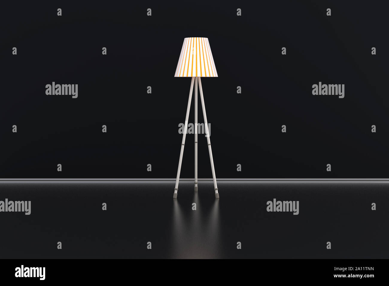 3d illustration of a lamp in a dark room Stock Photo - Alamy