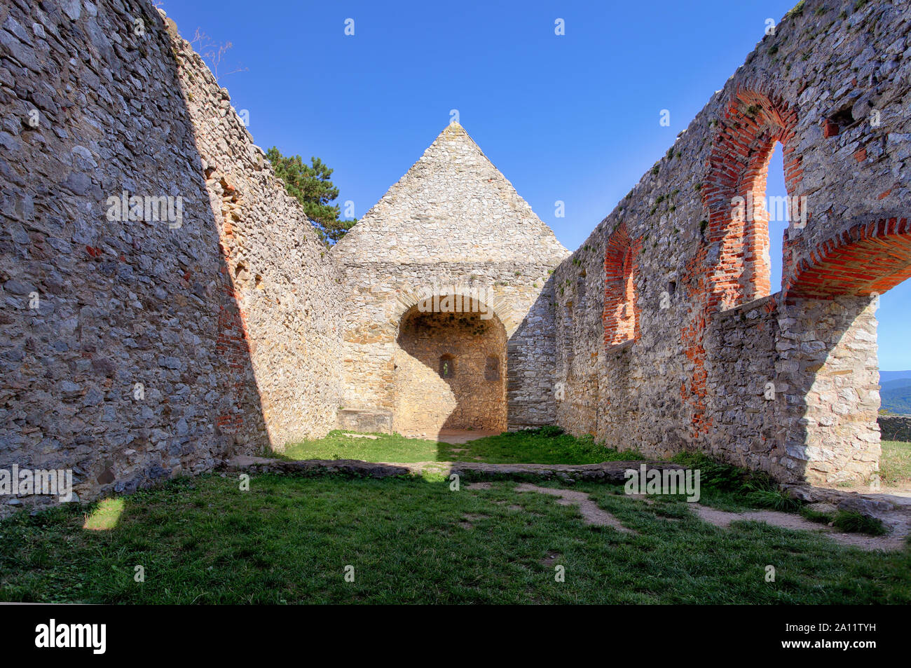 Ruin of old church in village Haluzice - Slovakia Stock Photo