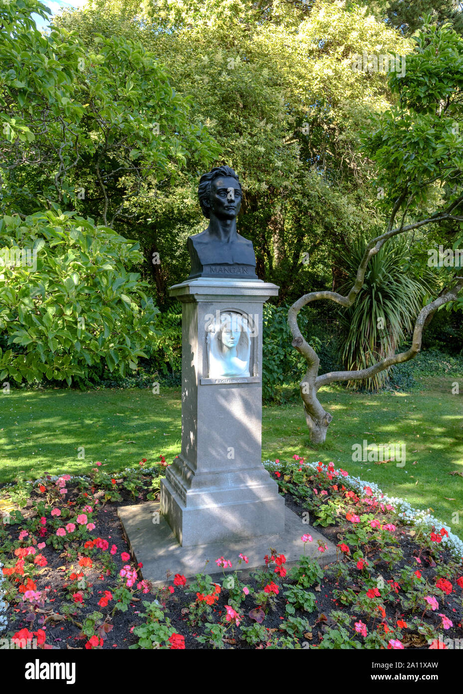 The bust of James Clarence Mangan in St Stephen's Green, Dublin, Ireland Stock Photo